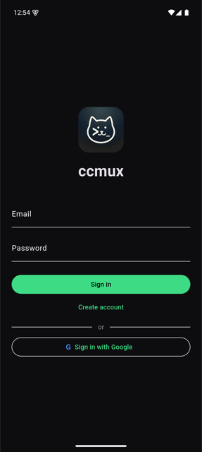 ccmux login screen